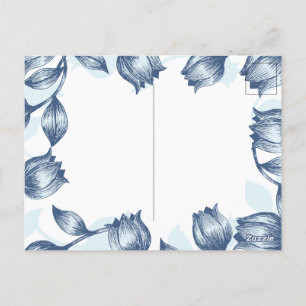 Blaue Pastell-Eleganz: Tulpen-Silhouette Blumenmus Postkarte