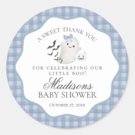 Blaue Pastell Kleine Boo Geist Baby Shower Favor Runder Aufkleber