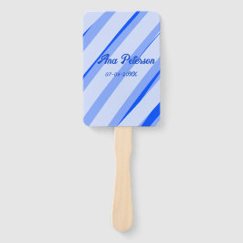 Blaue Pastell-Linien mit Namen Datum Boho Retro-Mu Fächer