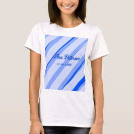 Blaue Pastell-Linien mit Namen Datum Boho Retro-Mu T-Shirt