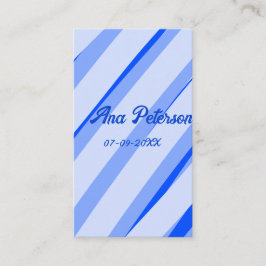 Blaue Pastell-Linien mit Namen Datum Boho Retro-Mu Visitenkarte