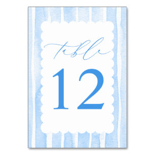 Blaue Pastell-Streifen Elegante Babyparty Tischnummer