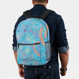 Blaue Pastell-Traum-Abstraktion  Bedruckter Rucksack