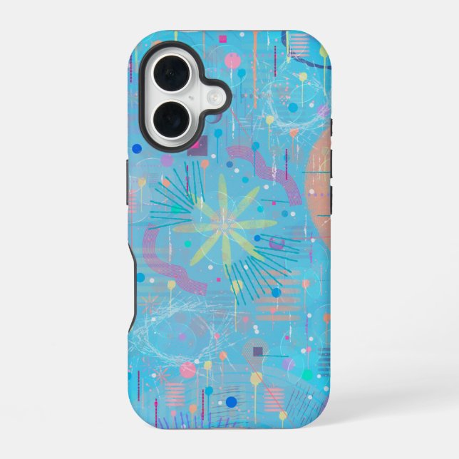 Blaue Pastell-Traum-Abstraktion iPhone 16 Hülle (Rückseite)