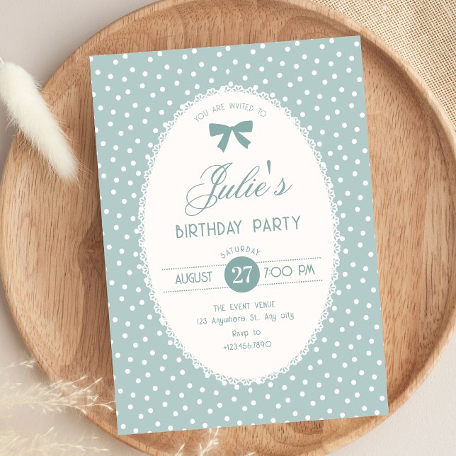 Blaue Pastell-Vintage-Geburtstag Einladung (Von Creator hochgeladen)
