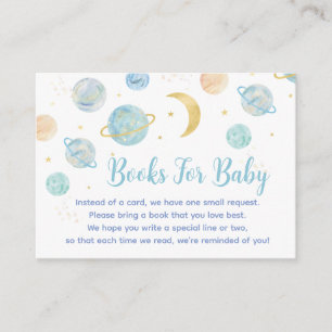 Blaue Pastell-Weltraum-Baby-Shower-Baby-Buch-Anfra Begleitkarte