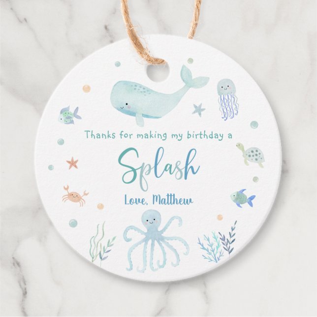 Blaue Pastelle unter dem Meer Geburtstag Geschenkanhänger (Vorderseite)
