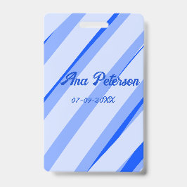 Blaue Pastellfarbe Namen Datum Boho Retro Linien M Ausweis