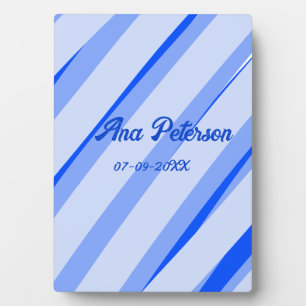 Blaue Pastellfarbe Namen Datum Boho Retro Linien M Fotoplatte