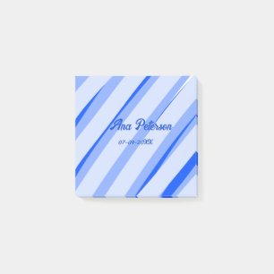 Blaue Pastellfarbe Namen Datum Boho Retro Linien M Post-it Klebezettel