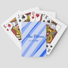 Blaue Pastellfarbe Namen Datum Boho Retro Linien M Spielkarten