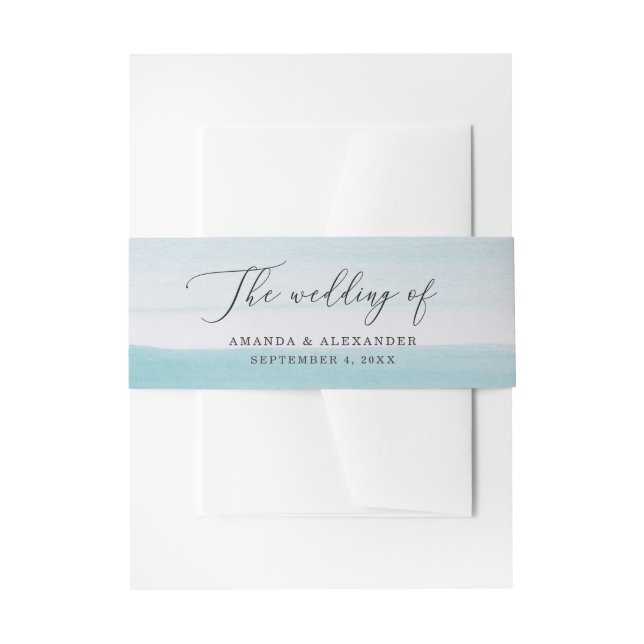 Blaue Pastellhochzeit. Elegant nautical Einladungsbanderole (Vorderseite Beispiel)