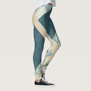 Blaue Patchwork-Leggings Yoga Pants Leggings