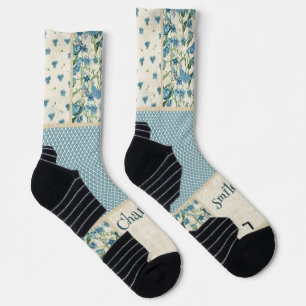 Blaue Patchwork-Socken Socken