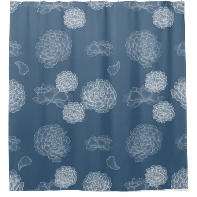 Blaue Peere nahtlose Blumenmuster Duschvorhang (Vorderseite)