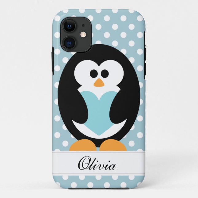 Blaue Penguin-Liebe Case-Mate iPhone Hülle (Rückseite)