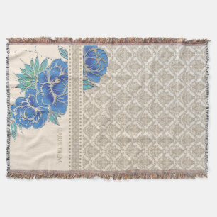 BLAUE PEONIES & DAMASK - Keuchblanken Decke
