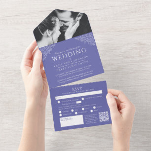 Blaue Perigonblätter weißes Blätter Foto Mahlzeit  All In One Einladung