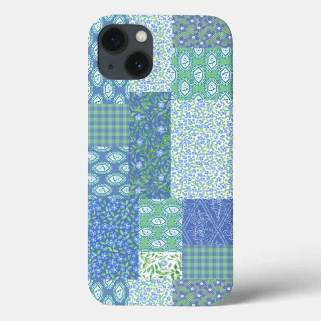 Blaue Periwinkle Floral Boho Imitate Muster Muster Case-Mate iPhone Hülle (Rückseite)
