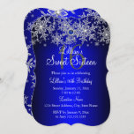 Blaue Perle Silberschneeflocke Süß 16 Einladung<br><div class="desc">Royal Blue Pearl Sweet 16 Geburtstagsparty,  Winter Wonderland Einladung. Hübsches Silber-Kristall-Schneeflocke-Design. Bitte beachten Sie: Alle flachen Bilder,  Sie haben keine echten Juwelen!</div>