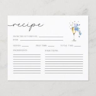 Blaue Perlen & Prosecco Brautparty Weinkarte