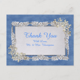 Blaue Perlen, Spitzen und Elfenbein Ankündigungspostkarte