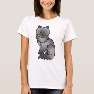 Blaue persische süße Cartoon-Katze Illustration T-Shirt
