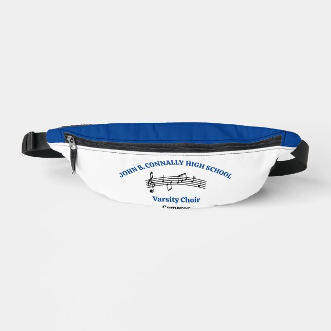 Blaue personalisierte Chorsänger Noten Bauchtasche (Vorderseite)