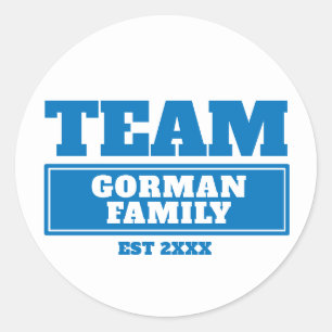 Blaue personalisierte Familien- oder Teamaufkleber Runder Aufkleber