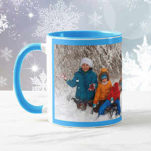 Blaue Personalisierte Foto-Vorlage Geschenk Kaffee Tasse