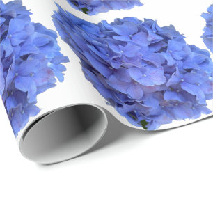 Blaue Perwinkle, elegante Blumenhydrangeas Geschenkpapier