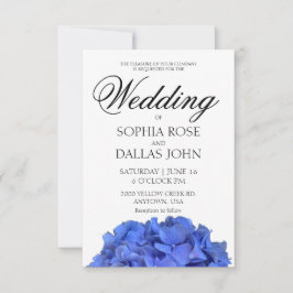Blaue Perwinkle elegante Blumenhydrangeas Hochzeit Einladung