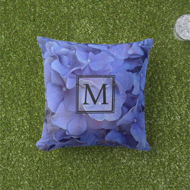 Blaue Perwinkle, elegante Blumenhydrangeas Kissen (Golfball-Marker)