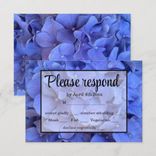 Blaue Perwinkle, elegante Blumenhydrangeas RSVP Karte
