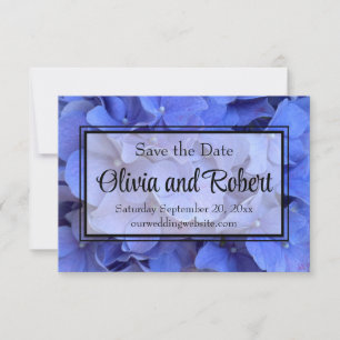 Blaue Perwinkle, elegante Blumenhydrangeas Save The Date