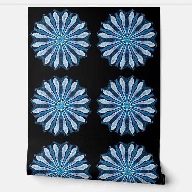 Blaue Petalen 4 Tapete (Abrollen)