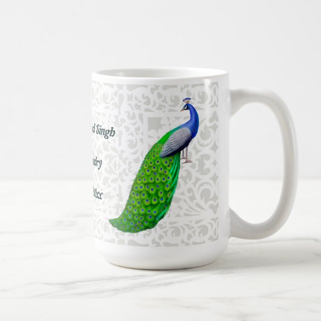 Blaue Pfau-indische Hochzeits-kundengerechte Tasse (Rechts)