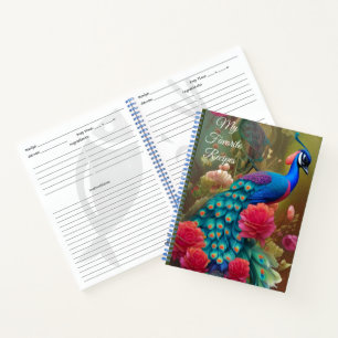 Blaue Pfaue im Rosengarten Rezept Notizbuch