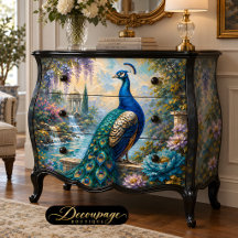 Blaue Pfauen-Wassergarten-Decoupage