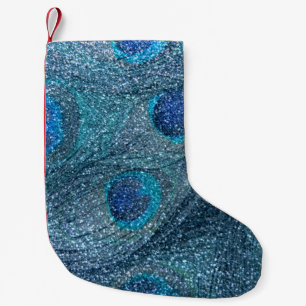 Blaue Pfauenfedern aus dem Glitzer Kleiner Weihnachtsstrumpf