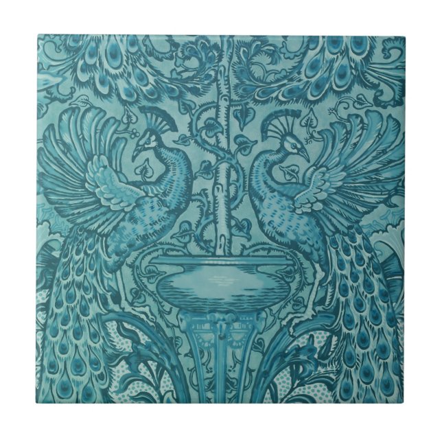 Blaue Pfauenfliese Fliese (Vorderseite)