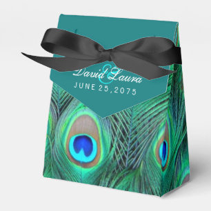 Blaue Pfauenhochzeit Geschenkschachtel