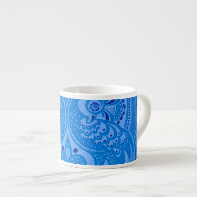 Blaue Pfauenvögel Espressotasse (Vorderseite Rechts)