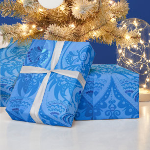 Blaue Pfauenvögel Geschenkpapier