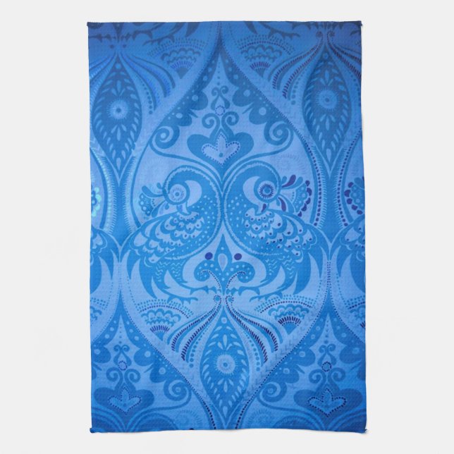 Blaue Pfauenvögel Geschirrtuch (Vertikal)