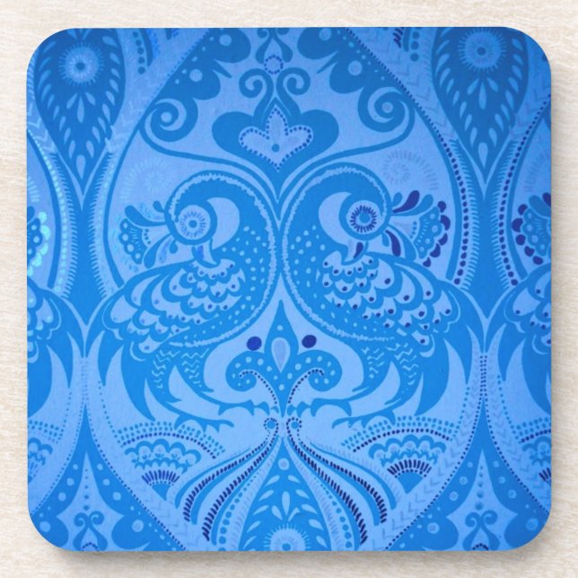Blaue Pfauenvögel Getränkeuntersetzer (Vorderseite)