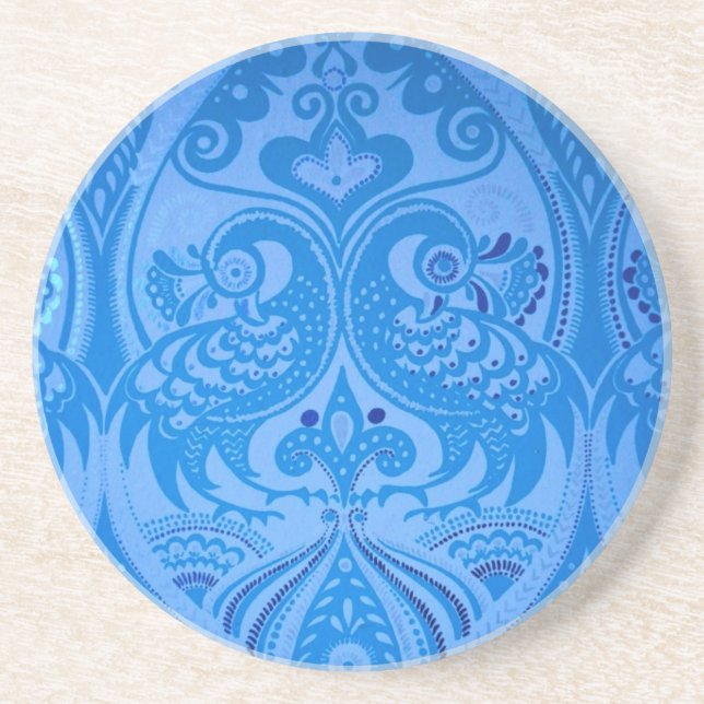 Blaue Pfauenvögel Getränkeuntersetzer (Vorne)