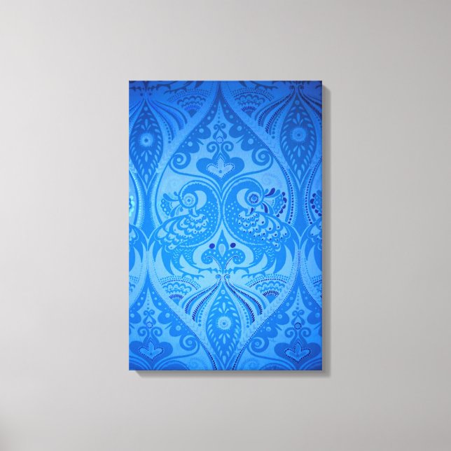 Blaue Pfauenvögel Leinwanddruck (Vorderseite)
