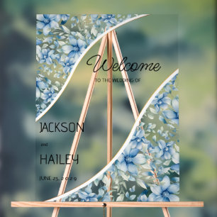 Blaue Pfefferminze Blütenbotanic Begrüßung Acrylschild