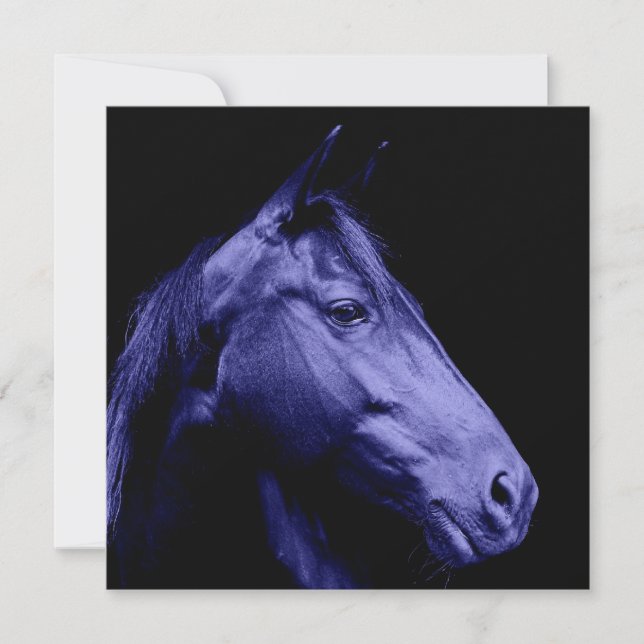 Blaue Pferdeentwurfs-Einladung Einladung (Vorderseite)